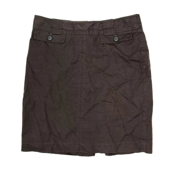 BANANA REPUBLIC Solid Brown Linen Cotton Skirt 8 - Picture 1 of 5